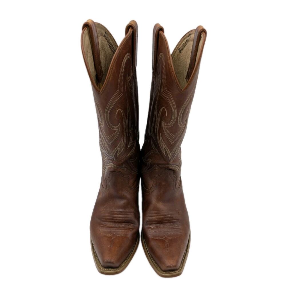 Durango Brown Leather Western Cowboy Boots Men’s 9M Square Toe Western Wear - Picture 7 of 16
